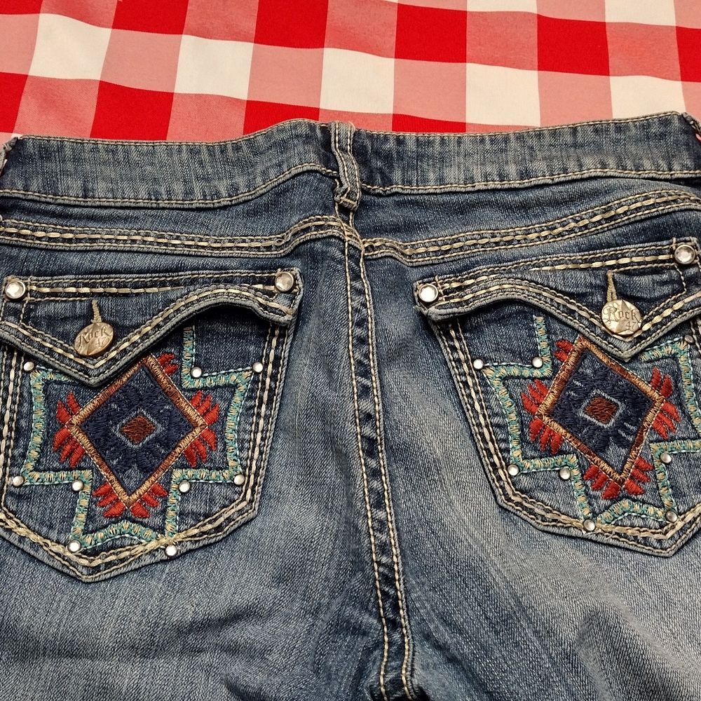 Rock 47 By Wrangler Embroidered Denim Ultra Low Rise Jeans